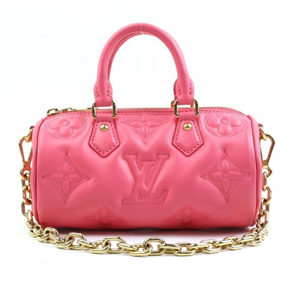 Louis Vuitton Bubble Glam Papillon Leather Top Handle Bag Pink Gold